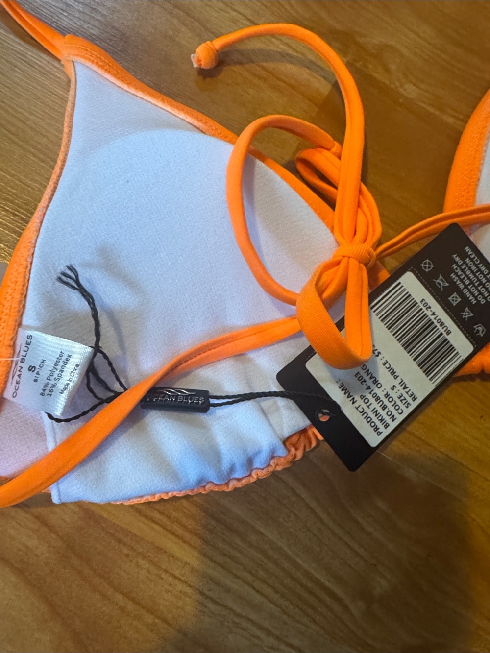 Ocean blues women’s triangle cut bikini top tie NEW size small summer beach neon - Picture 3 of 4